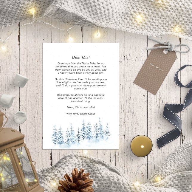 Santa Brev för den Baby blue vinterskogen Rustic Julkort (Skapare uppladdad)