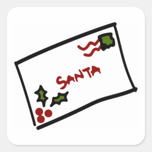 Santa Brev Fyrkantigt Klistermärke