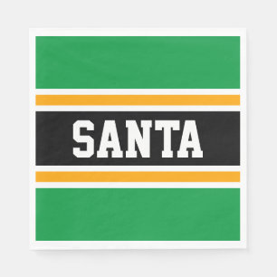 SANTA Bright Grönt Black Gult Festive Rand Pappersservett