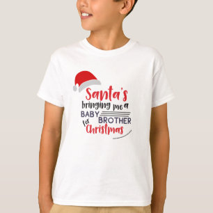 Santa Bringing Baby Brother Shirt - Kids jul T