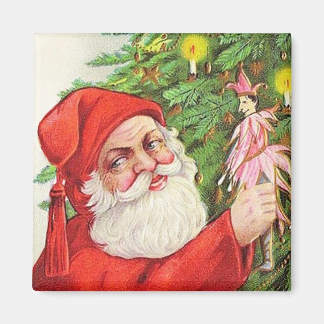 Santa Brings Gifts Vintage Magnet (Framsidan)