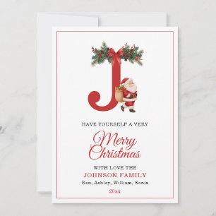Santa Broderad och Namn Familj Matchande Julkort