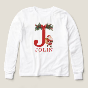 Santa Broderade och Namn Familj Matchande T Shirt