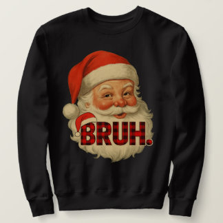 Santa Bruh Roliga Julpyjamas | Röd Rutig Jul Lång Ärmad Tröja