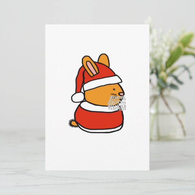Santa Bunny Old | Söt kaninpresent Julkort (Stående Fram)