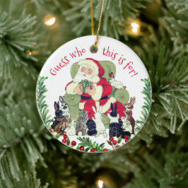 Santa & Bunny Rabbits Anpassningsbar julklapp Julgransprydnad Keramik