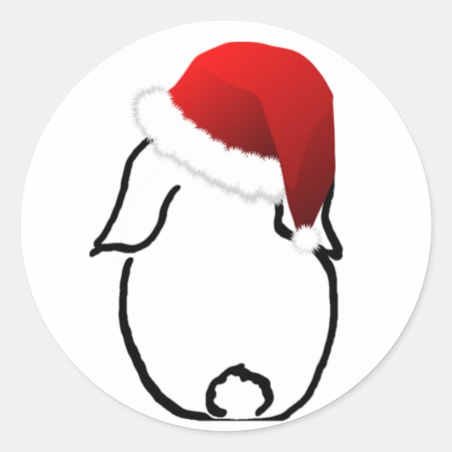 Santa Bunny Round Sticker Runt Klistermärke (Framsida)