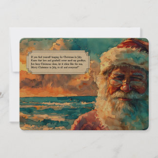 Santa by the Sea – Christmas in July Holiday Card Julkort