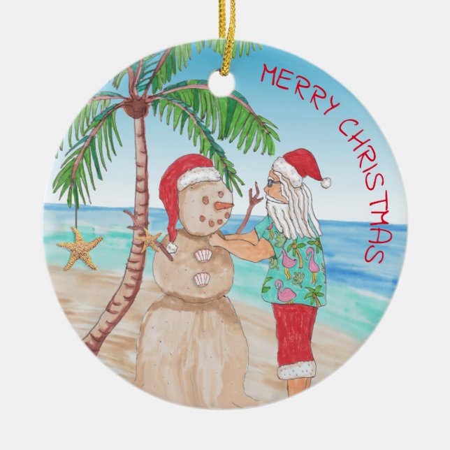 Santa byggnader Sandy Snögubbe Snowbird jul Julgransprydnad Keramik (Framsidan)