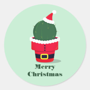 Santa Cactus Helgdag jul Runt Klistermärke