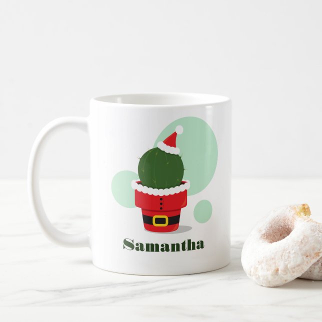Santa Cactus Namn jul Kaffemugg (Med munk)