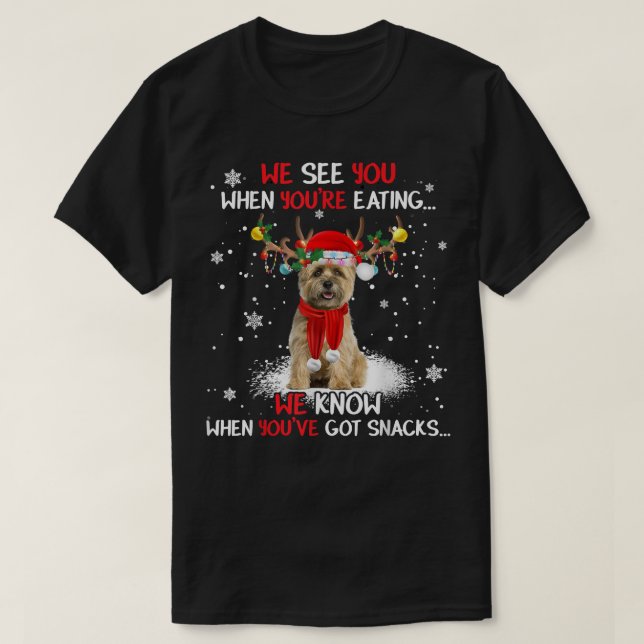 Santa Cairn Terrier Reindeer Light jul Pajam T Shirt (Design framsida)