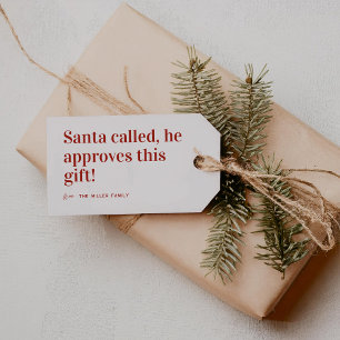 Santa Calling Cute-jul Presentetikett