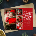 Santa Came Tidigt Birth Announcement Photo Vykort<br><div class="desc">Modern,  fotokollage,  julhälsning. Meddela födelsen av er baby och önska er familj och vänner glad helg med detta vykort för helgdag. Utformningen innehåller 4 foton av baby,  typografiskript "Tomten kom tidigt" i trendiget,  ditt meddelande längst fram. Anpassa ytterligare med mer information på baksidan.</div>