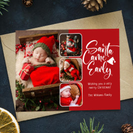 Santa Came Tidigt Birth Announcement Photo Vykort