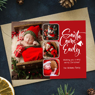 Santa Came Tidigt Birth Announcement Photo Vykort