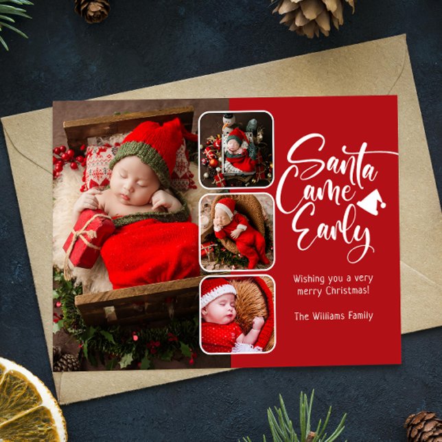 Santa Came Tidigt Birth Announcement Photo Vykort (Skapare uppladdad)