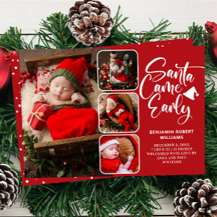 Santa Came Tidigt Birth Photo Collage Meddelande