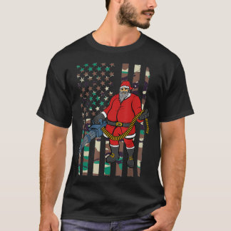 Santa Camo Flagga jul Maskin Gun T Shirt
