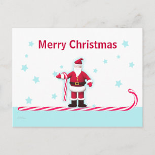 Santa Candy cane och Stars-jul Helg Vykort