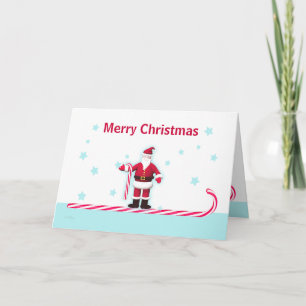 Santa candy cane och stjärnajul helgkort