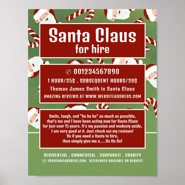 Santa Candy, Jultomten Entertainer Advertising Poster (Framsidan)