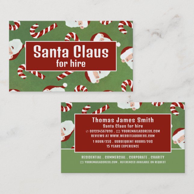 Santa Candy, Jultomten Entertainer Visitkort (Fram/baksida)