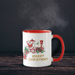 Santa Candy Red Tåg med Brev Mugg<br><div class="desc">Kaffet eller teet mugg har ett jolly Jultomten som rider ett rött och vitt tåg med peppermint candy hjul som transporterar polkagrisar och brev till Santa med texten God jul i ljust guld.</div>