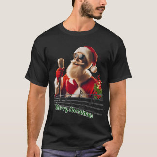 Santa Cantante Rock and Roll T Shirt