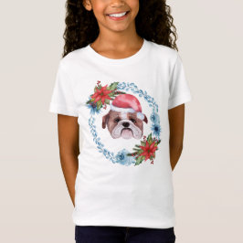 Santa Cap Bulldog Helgdag T Shirt