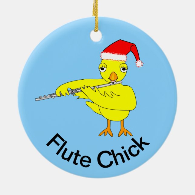 Santa Cap Flute, Chick Julgransprydnad Keramik (Baksidan)