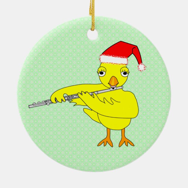 Santa Cap Flute, Chick Julgransprydnad Keramik (Baksidan)