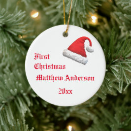 Santa Cap Första julfoto Julgransprydnad Keramik