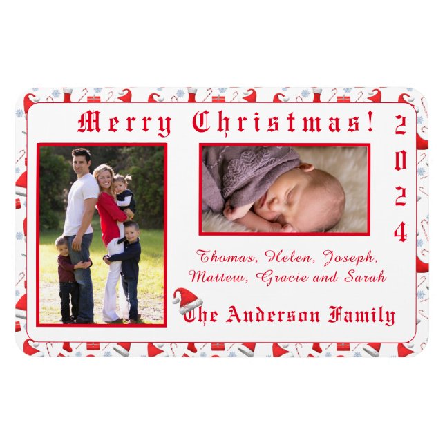 Santa Cap Patterned-jul Magnet (Horisontell)