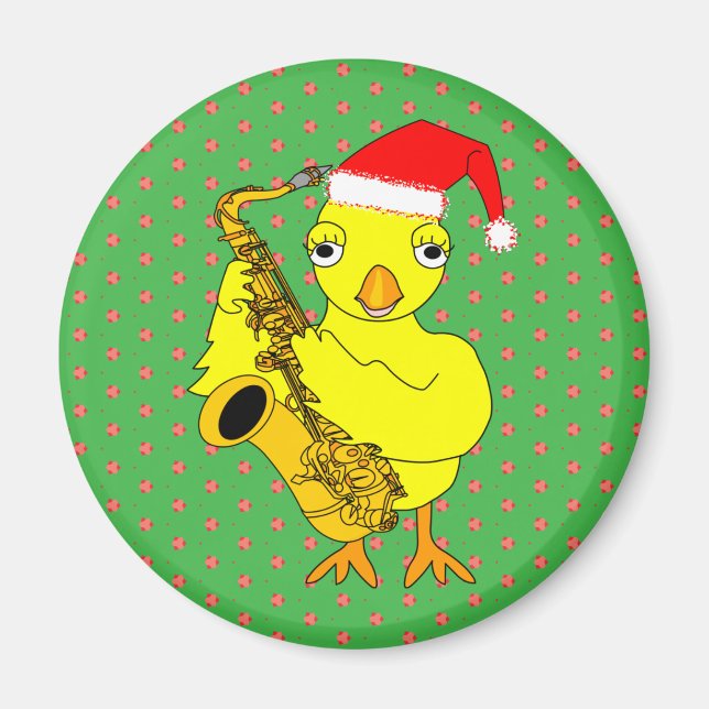 Santa Cap Saxophone Chick Magnet (Framsidan)