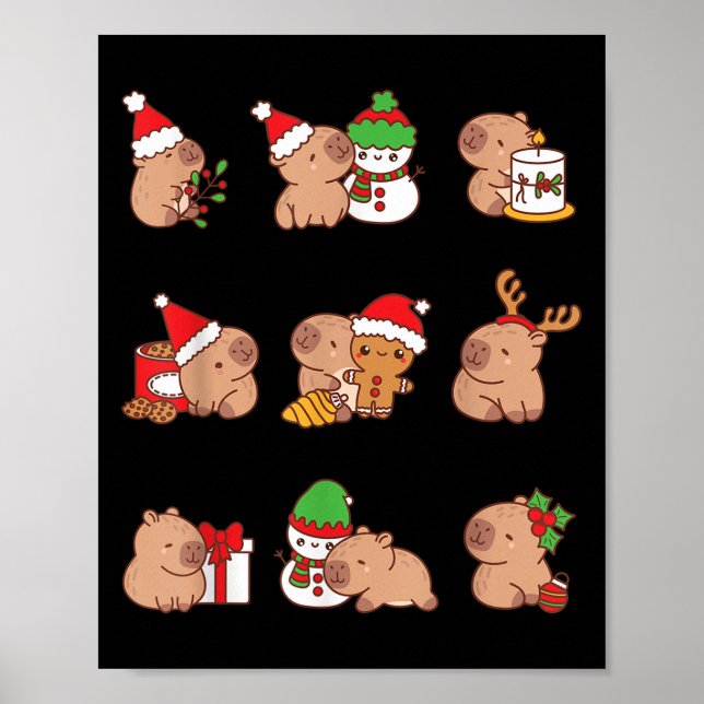 Santa Capybara Crew jul Funny Capybaras Kärlek Poster (Framsidan)