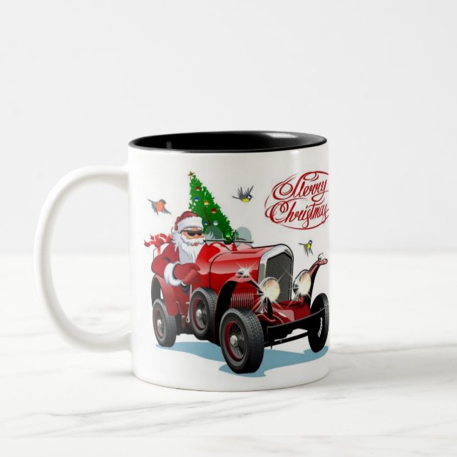 Santa car Mug Två-Tonad Mugg (Vänster)