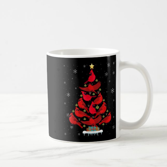 Santa Cardinal Bird Christmas Tree Christmas Light Kaffemugg (Höger)