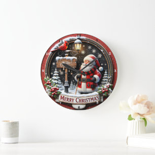 Santa Cardinals Vintervälkomstjul Stor Klocka