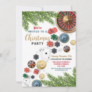 Santa Casino Party Festive Roulette Vegas Inbjudningar