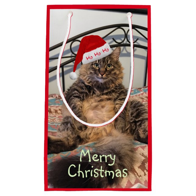 Santa Cat Ho Ho Ho Small Gift Bag (Framsidan)