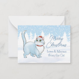 Santa Cat in Winter Wonderland jul Anteckningskort