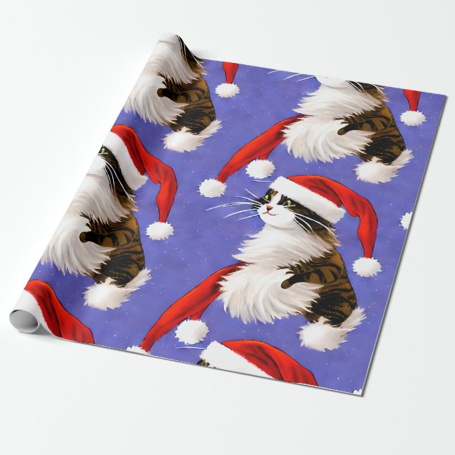 Santa Cat-julafton Wrapping Papper Presentpapper (Utrullad)