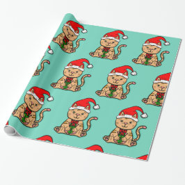 Santa Cat-julafton Wrapping Papper Presentpapper