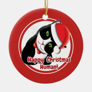 Santa Cat Julgransprydnad Keramik