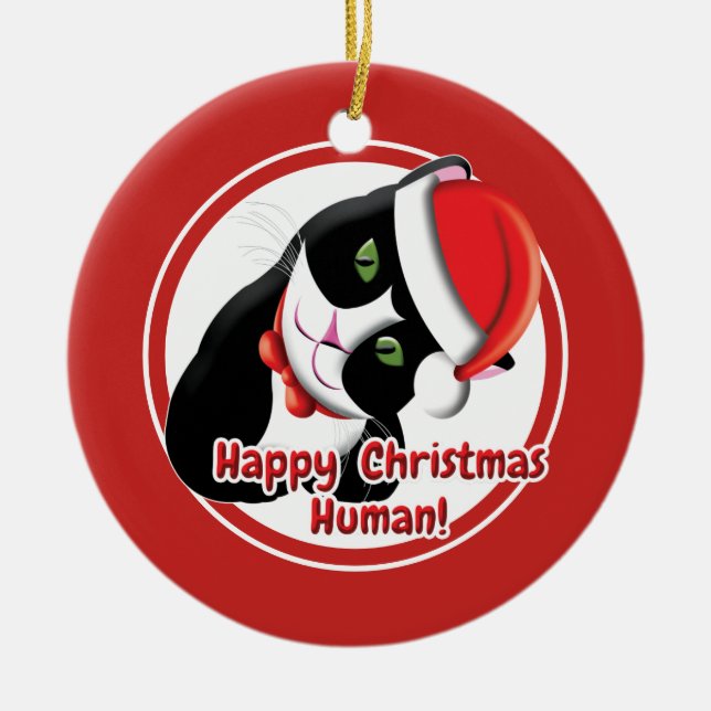 Santa Cat Julgransprydnad Keramik (Framsidan)