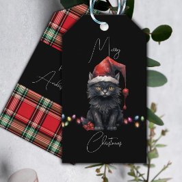 Santa Cat Kitten Jul Red och Play Presentetikett