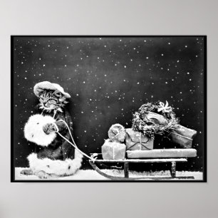 Santa Cat Levererar julgåvor Poster