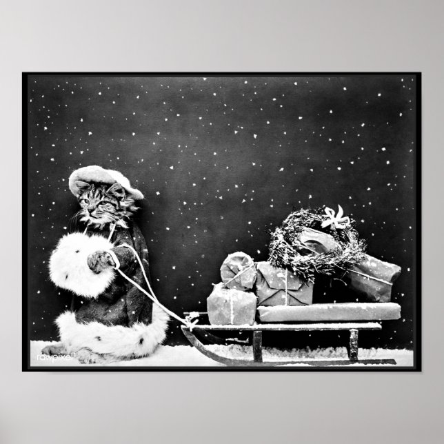 Santa Cat Levererar julgåvor Poster (Framsidan)