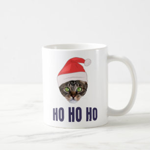 Santa Cat med julhatt, Ho Ho ho-inbjudan Kaffemugg